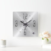 zilveren spleetmuurklok vierkante klok (Huis)