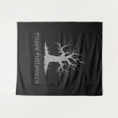 Zilveren Spooky Tree Halloween foto achtergrond Wandkleed (Voorkant (horizontaal))