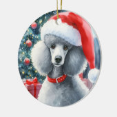 Zilveren standaard poedel Waterverf kerst Keramisch Ornament (Links)