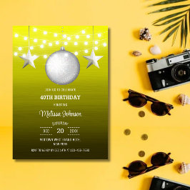 Zilveren Star String Lichtgele Gradient Verjaardag Kaart