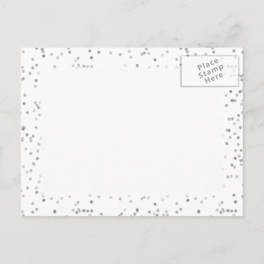 Zilveren Stardust Confetti Save the Date Aankondigingskaart (Achterkant)