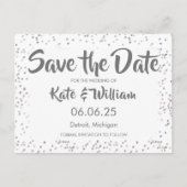 Zilveren Stardust Confetti Save the Date Aankondigingskaart (Voorkant)