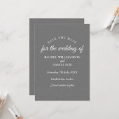 Zilveren Stardust Confetti Save the Date Kaart (Voorkant / Achterkant in situ)