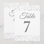 Zilveren Stardust Confetti Tafelnummer (Voorkant / Achterkant)