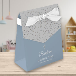 Zilveren Stardust Doop Doopfeest Stof Blauw Bedankdoosjes