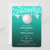 Zilveren Ster Kerstbal Blauwgroen Gradient Verjaar Kaart (Voorkant)