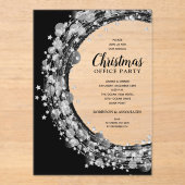 Zilveren Ster Krans Kerstfeest Acryl Uitnodigingen (Voorkant)