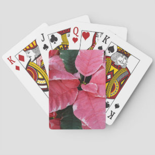 Zilveren Ster Marmer Poinsettia's Roze Kerst Bloem Pokerkaarten