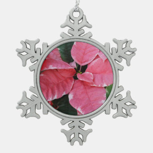 Zilveren Ster Marmer Poinsettia's Roze Kerst Bloem Tin Sneeuwvlok Ornament