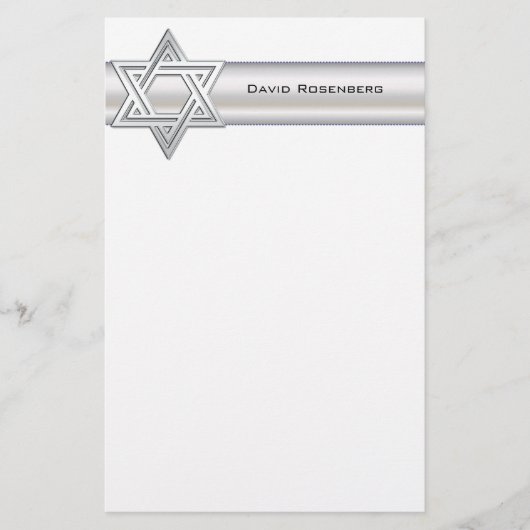 Zilveren Ster van David Custom Persoonlijke Statio Briefpapier (Voorkant)