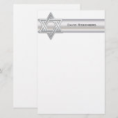 Zilveren Ster van David Custom Persoonlijke Statio Briefpapier (Voorkant / Achterkant)