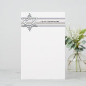 Zilveren Ster van David Custom Persoonlijke Statio Briefpapier (Staand voorkant)