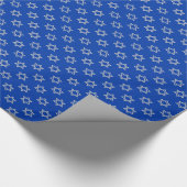 Zilveren Ster van David op Blauw Cadeaupapier (Hoek)