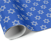 Zilveren Ster van David op Blauw Cadeaupapier (Rol Hoek)