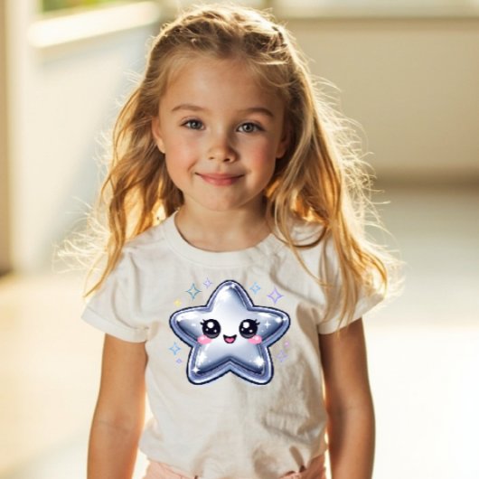 Zilveren Ster Y2K Glans Kinder T-shirt