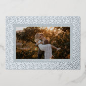 Zilveren sterren Blauw Boho foto Folie Feestdagenkaart (Voorkant)