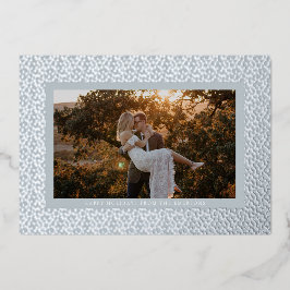 Zilveren sterren Blauwe Boho-foto Folie Feestdagenkaart