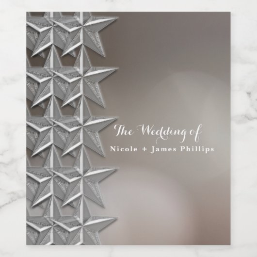 Zilveren sterren & Elegant Bokeh-lampjes Wijnlabel Wijn Etiket (Enkel label)