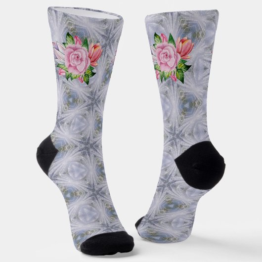 Zilveren Sterren En Roze Rozen Sokken