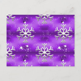 Zilveren sterren en sneeuwvlokken op Paarse kerst Briefkaart
