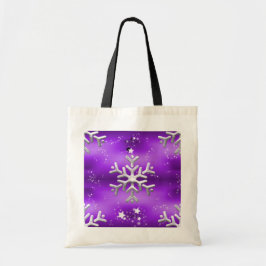 Zilveren sterren en Snowflakes Paarse kerst Tote Bag
