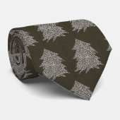 Zilveren Sterren Kerstbomen op Zwart, Ties Stropdas (Opgerold)