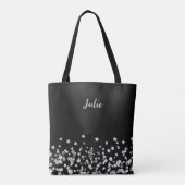 Zilveren Sterren Monogram Gepersonaliseerd Kerstca Tote Bag (Achterkant)