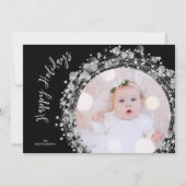 Zilveren sterren op Black Happy Feestdagenkaart (Voorkant)