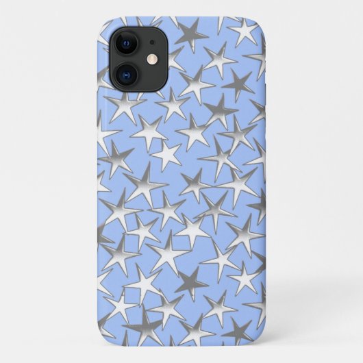 Zilveren sterren op bleek blauw Case-Mate iPhone case (Achterkant)