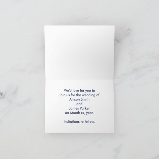 Zilveren sterren op donkerblauw Save the Date Kaar (Binnen)