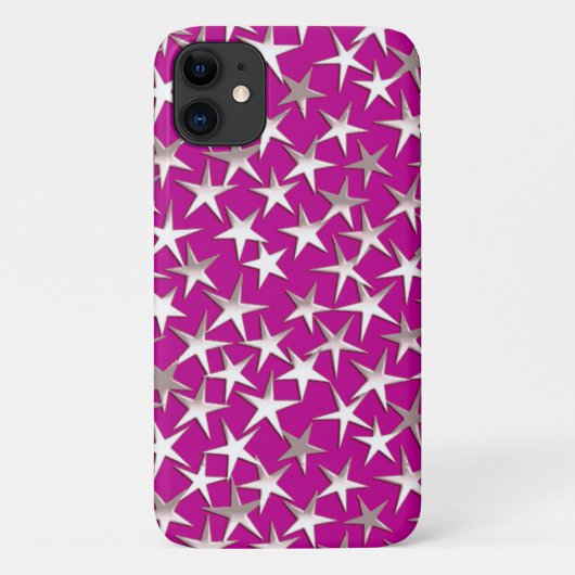 Zilveren sterren op een paars amethyst Case-Mate iPhone case (Achterkant)