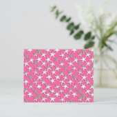 Zilveren sterren op fuchsia roze briefkaart (Staand voorkant)
