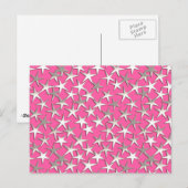 Zilveren sterren op fuchsia roze briefkaart (Voorkant / Achterkant)