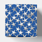 Zilveren sterren op kobalt blauw bedankdoosjes (Bovenkant)