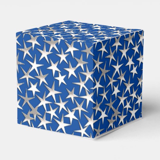 Zilveren sterren op kobalt blauw bedankdoosjes (Achterkant)