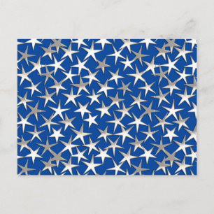Zilveren sterren op kobalt blauw briefkaart