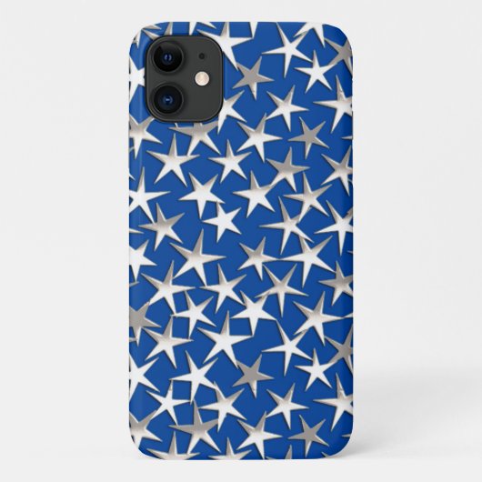 Zilveren sterren op kobalt blauw Case-Mate iPhone case (Achterkant)