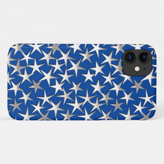 Zilveren sterren op kobalt blauw Case-Mate iPhone case (Achterkant (horizontaal))