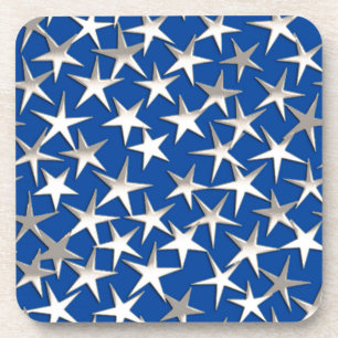 Zilveren sterren op kobalt blauw onderzetter