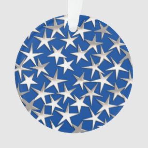 Zilveren sterren op kobalt blauw ornament