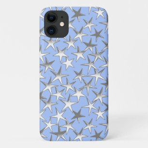 Zilveren sterren, op lichtblauw iPhone 11 hoesje