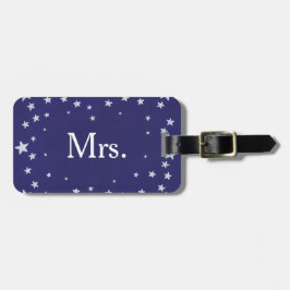 Zilveren Sterren op Navy Blue Mr. Mrs Bagagelabels