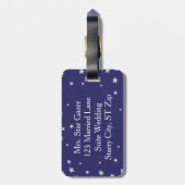 Zilveren Sterren op Navy Blue Mr. Mrs Bagagelabels (Achterkant verticaal)