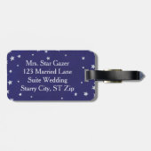Zilveren Sterren op Navy Blue Mr. Mrs Bagagelabels (Achterkant horizontaal)