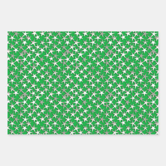 Zilveren sterren op, Paars, kobalt Blue en Emerald Inpakpapier Vel (Voorkant 3)