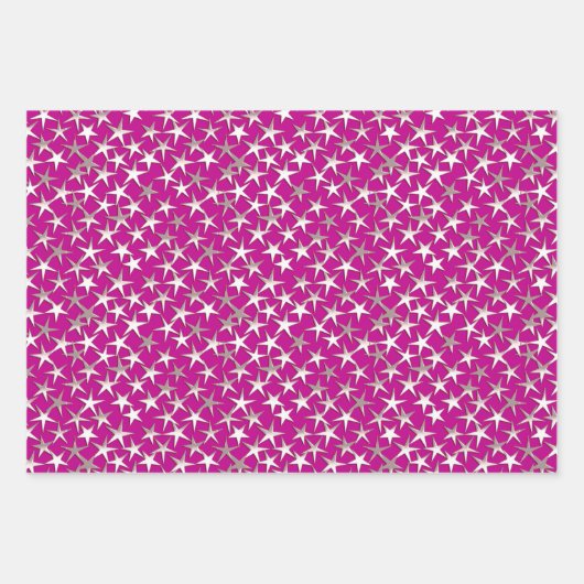 Zilveren sterren op, Paars, kobalt Blue en Emerald Inpakpapier Vel (Voorkant)