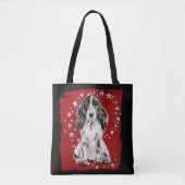 Zilveren sterren op Red Cocker Spaniel Tote Bag (Voorkant)