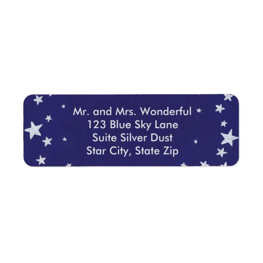 Zilveren sterren op Royal Blue Adresetiketten Etiket (Voorkant)