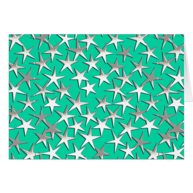 Zilveren sterren op turquoise (Voorkant Horizontaal)