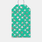 Zilveren sterren op turquoise cadeaulabel (Voorkant)